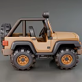 Brown And Black Toy Off Road Car With Convertible Top Roof Lights And Large Tires