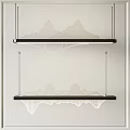 Modern Double Layer Chandelier With Mountain Pattern Linear Design For Home Decor 3d model
