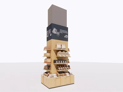 Wooden Multi Tiered Display Shelf For Retail Products With Organized Storage Shelves 3d model