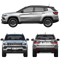 Silver Jeep SUV Front And Rear View 3d model