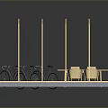 Wooden Building Frame Model Interior With Bicycles And Detailed Structure