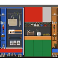 Colorful Shoe Cabinet Design With Hanging Hooks Storage Benches And Decorative Items