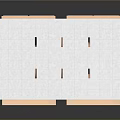 Cartoon Scene Modern Building Featuring Flat Roof Skylights Large Glass Windows and Brown Walls