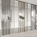 Modern Room Divider Design With Metal Frame Striped Panels And Geometric Patterns