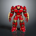 Red And Gold Armored Mech Game Movie Character In Standing Pose With Metallic Details