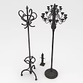 Black Decorative Coat Rack And Multi Arm Floor Lamp With Ornate Design For Home