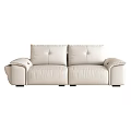 Modern Light Beige Leather Two Seater Sofa with Cushioned Seats and Armrests 3d model