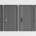 Gray Security Doors With Various Textured Panels And Secure Lock Designs 3d model