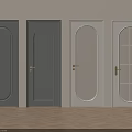 Modern Interior Doors Featuring Arched Mirrored And Grid Paned Designs In Neutral Tones 3d model