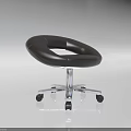 Black Modern Stool With Curved Seat And Metal Base On Wheels
