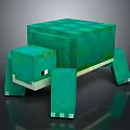 Digital 3D Blocky Pixel Art Green Turtle Character in Minecraft Style 3d model