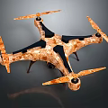 Camouflage Orange Black Four Rotor Drone With Propellers And Landing Gear