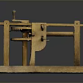 Vintage Wooden Lighting Combination With Gear Accents And Lever Details On Square Base