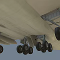 United States Airliner Exterior Featuring White Body Blue Stripe And Four Engines Design