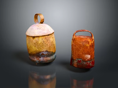 Handcrafted Ceramic Pendants With Colorful Textured Surfaces and Unique Domed Rectangular Shapes 3d model