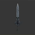 Fantasy Blue Sword With Intricate Design And Glowing Decorative Hilt