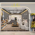 A6 Modern Shoe Store Interior With Shoe Displays Shelves And Lighting