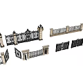 European-style gate iron railing fence 3d model