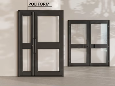 Poliform Modern Black Double Doors With Glass Panels For Interior Design 3d model