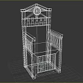 Classic Wooden Single Chair With Clock Decoration Vertical Slats And Carved Patterns