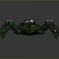 Green Mechanical Spider Weapon Featuring 454 Mark Cross Marks And Multiple Legs 3d model