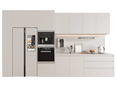Modern Kitchen Cabinets With Built In Appliances And Decorative Countertop 3d model