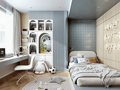 Modern Tatami Bedroom Interior Design With Wooden Flooring And Built In Storage 3d model
