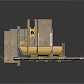 Traditional Architectural Structural Components With Wooden Frame Stone Floor And Curved Beams