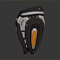 Futuristic Sci Fi Weapon With Black Gray Orange Metallic Geometric Design And Triangular Accents