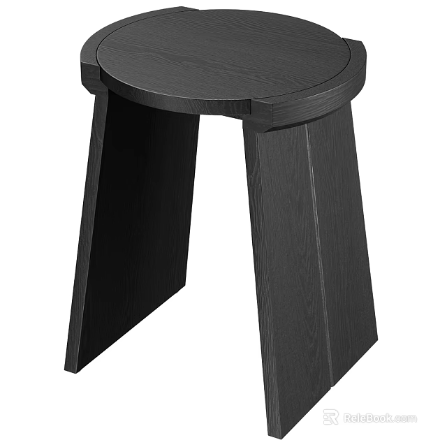 Black Wooden Dining Chair With Modern Minimalist Design Round Seat And Angular Legs 3d model 