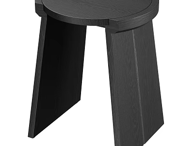 Black Wooden Dining Chair With Modern Minimalist Design Round Seat And Angular Legs 3d model
