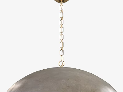 Modern Pendant Light With Gold Chain And Silver Dome Shade Hanging In Interior 3d model
