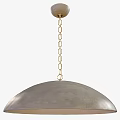 Modern Pendant Light With Gold Chain And Silver Dome Shade Hanging In Interior
