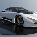 White Sports Car With Sleek Exterior Design Transparent Roof And Red Black Interior Seats