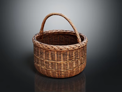 Durable Handwoven Wicker Storage Basket With Handle For Home Organizing 3d model