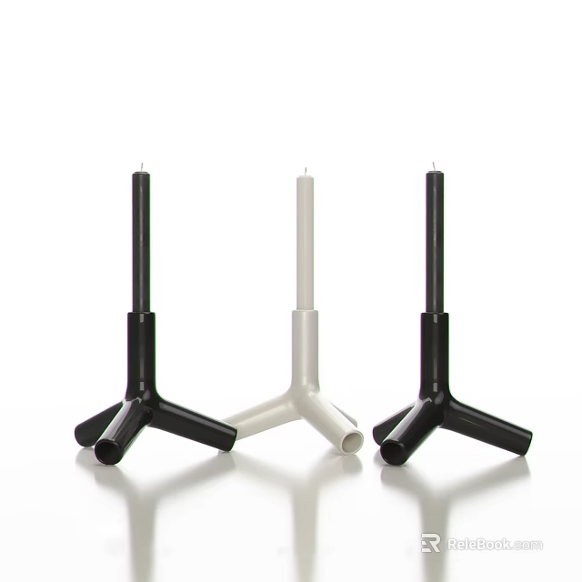 Modern Black And White Tripod Candle Holders With Three Stylish Designs 3d model 