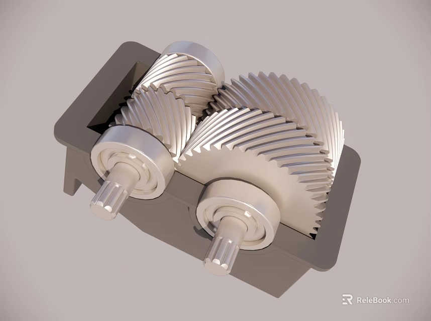 Industrial Mechanical Equipment With Multiple Helical Gears And Heavy Duty Metal Housing 3d model 