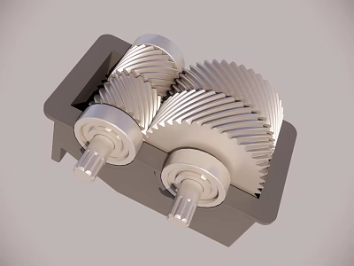 Industrial Mechanical Equipment With Multiple Helical Gears And Heavy Duty Metal Housing 3d model