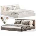Modern Double Bed Design With Upholstered Frame Multiple Color Options And Soft Decorative Pillows 3d model