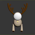 Cartoon Style Reindeer Figure With Large Brown Antlers And White Round Head