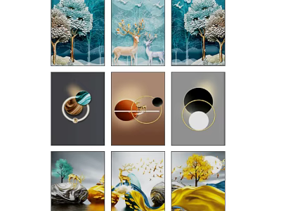 Decorative Wall Art Collection Featuring Nature Themes Abstract Geometric And Modern Designs 3d model
