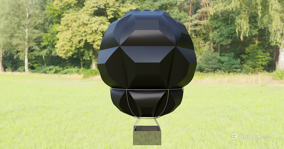Outdoor Playground Equipment Black Geometric Polyhedron Structure Set In Green Grassland With Trees 3d model 