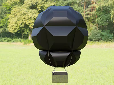 Outdoor Playground Equipment Black Geometric Polyhedron Structure Set In Green Grassland With Trees 3d model