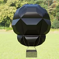 Outdoor Playground Equipment Black Geometric Polyhedron Structure Set In Green Grassland With Trees