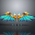Decorative Household Items With Golden Blue Feather Wings And Symmetric Design