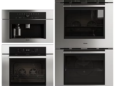 Modern BOSCH Kitchen Appliances With Stainless Steel Oven And Coffee Machine 3d model