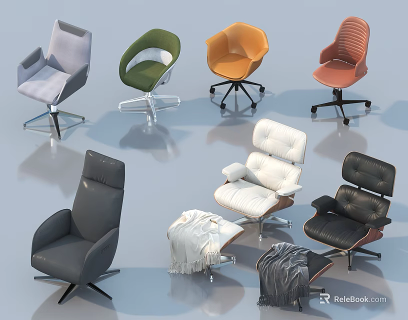 Various Styles Office Chairs With Modern Design Different Colors And Comfortable Features For Office 3d model 