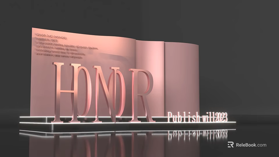 Rose Gold Honor Trophy 3D Design With Reflective Base Display Stand 3d model