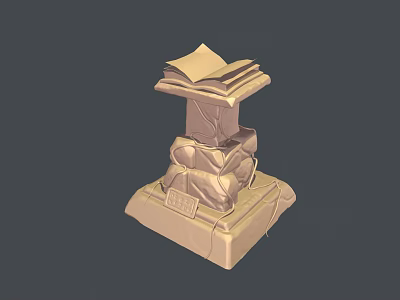 Artistic Stacked Books Sculpture Carving With Pedestal And Intricate Base Design 3d model
