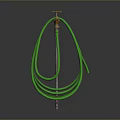 Coiled Green Garden Hose With Brass Fitting On Metal Pole Stand